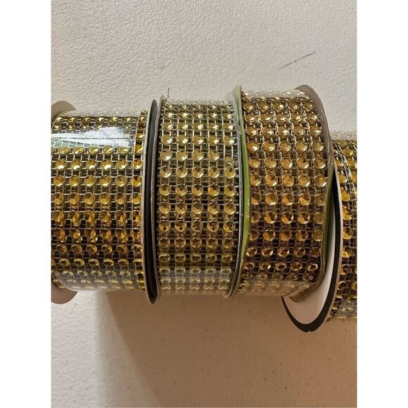 Floral Garden Diamond Wrap Ribbon 6 Rolls - Silver & Gold - Picture 2 of 5